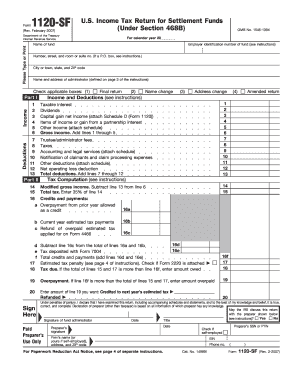 Form 1120-SF US Income Tax Return for Settlement Funds