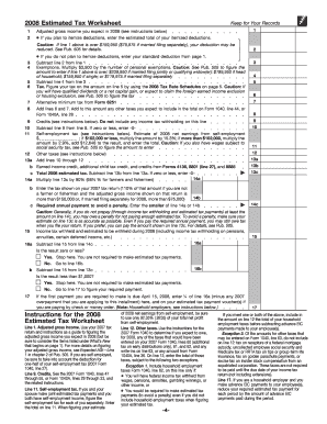 IRS Form 1040-ES 2008