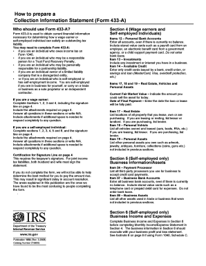 Collection Information Statement Form 433-A