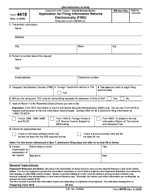 IRS Form 4419 Application for Filing Information Returns