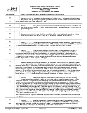 IRS Form 6044 Employee Plan Deficiency Checksheet