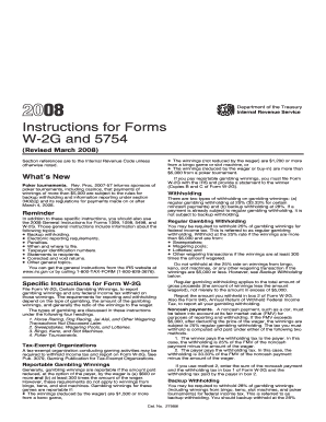 Instructions for Forms W-2G and 5754