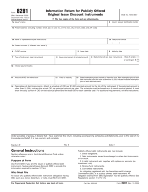 IRS Form 8281 for Original Issue Discount Instruments