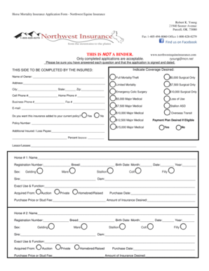 Horse Mortality Insurance Application Form