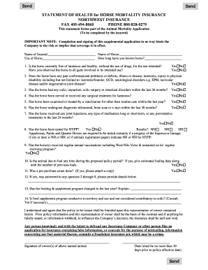 Statement of Health for Horse Mortality Insurance