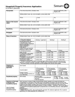 Household Property Insurance Application