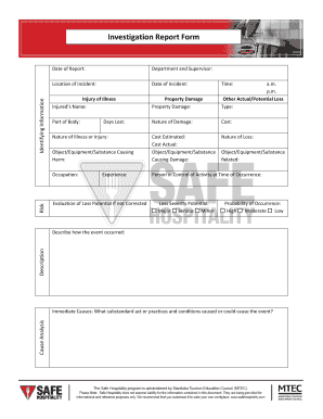 Investigation Report Form