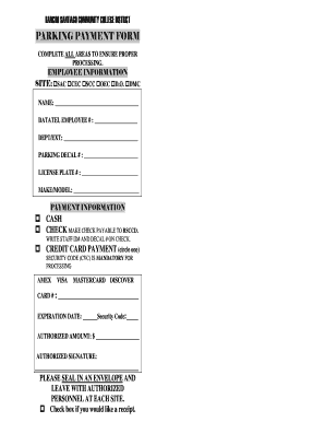 Parking Payment Form