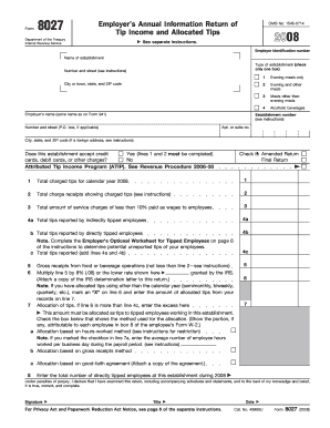 IRS Form 8027 Employer’s Annual Information Return