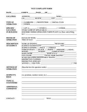 Vice Complaint Form