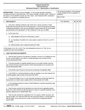 IRS Form 5625 Joint and Survivor Worksheet