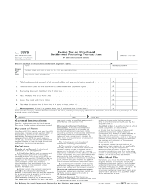 Form 8876 Excise Tax on Structured Settlement Factoring Transactions