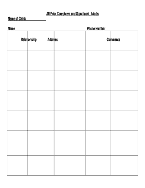 Child Caregiver Information Form