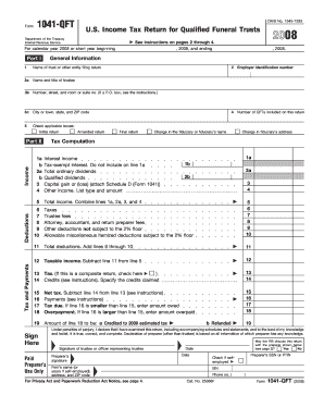 US Income Tax Return for Qualified Funeral Trusts