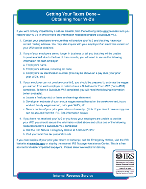 IRS W-2 Form Guidance for Natural Disaster Victims