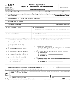 IRS Form 8872 Political Organization Report