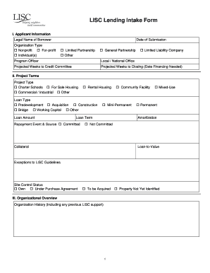 LISC Lending Intake Form