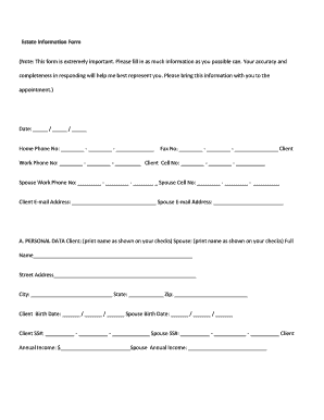 Estate Information Form