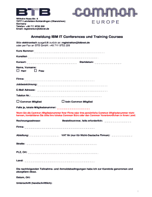 Anmeldung IBM IT Conferences und Training Courses