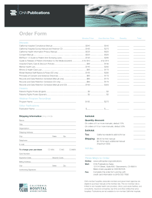 California Hospital Order Form