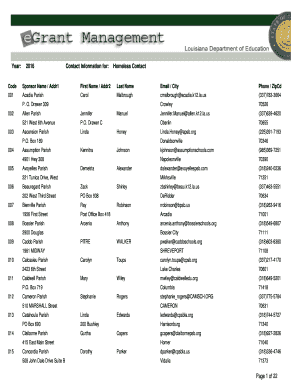 Louisiana Homeless Contact Information Form
