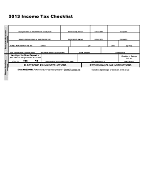 2013 Income Tax Checklist