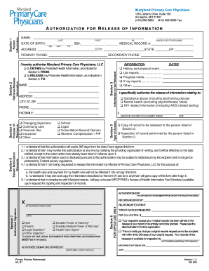 Maryland Medical Records Release Authorization