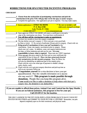 Florida Spay/Neuter Incentive Program Application