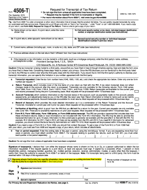 IRS Form 4506-T Request for Transcript of Tax Return