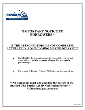 USA Patriot Act ID Notification Form