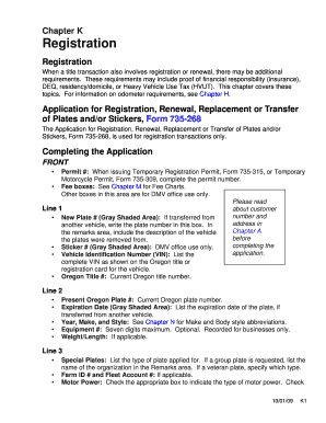 Oregon Vehicle Registration Form 735-268