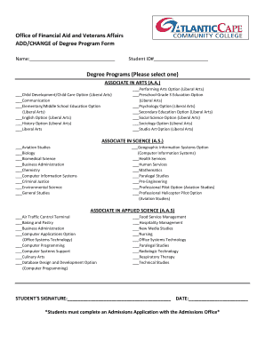 Add/Change of Degree Program Form