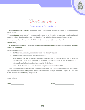 Student School Quality Questionnaire