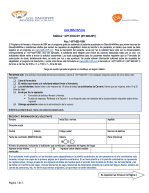 Formulario de solicitud del Programa de Acceso a Vacunas de GSK