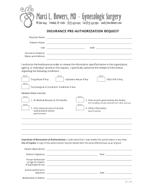 Insurance Pre-Authorization Request for Gynecologic Surgery