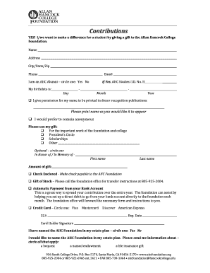 Allan Hancock College Foundation Donation Form