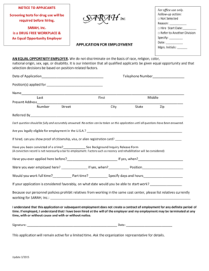 US Employment Application Form