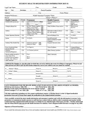 Student Health Registration Form