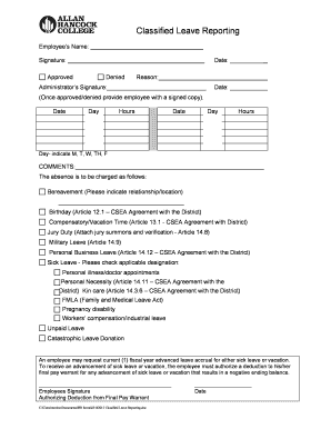 Classified Leave Reporting Form