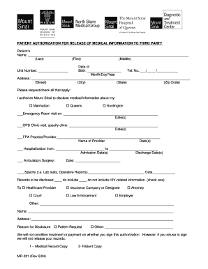 Patient Authorization for Release of Medical Information