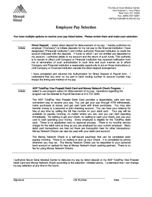 Employee Pay Selection Form
