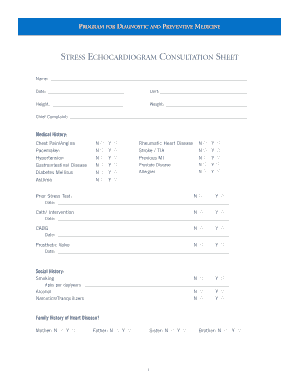 Stress Echocardiogram Consultation Sheet