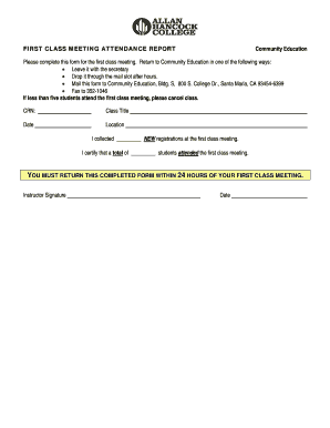 First Class Meeting Attendance Report