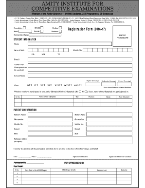 Amity Foundation IIT-JEE Medical Registration Form