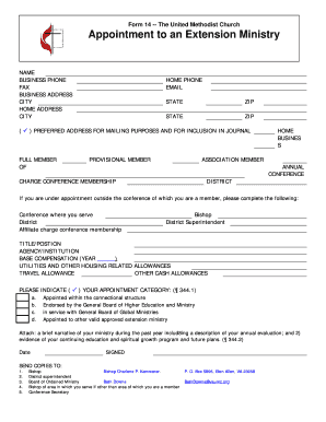 Appointment to an Extension Ministry Form