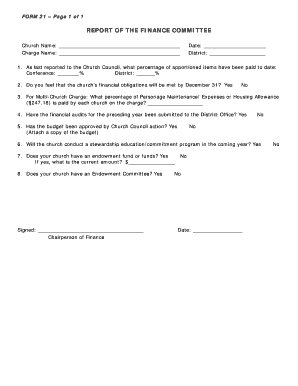 Church Finance Committee Report Form 21