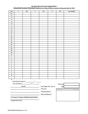 Classified Contract Extended Hours Form