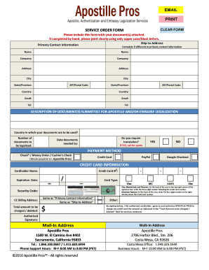 Apostille Service Order Form