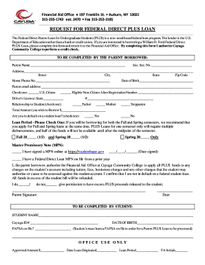Request for Federal Direct PLUS Loan