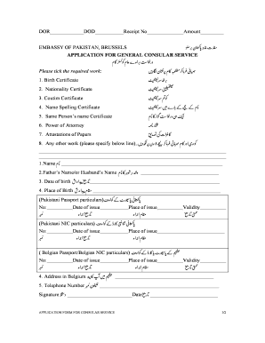 Pakistan Consular Service Application Form